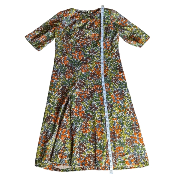 Vintage 70s Leslie Pomer Boho Funky Floral Short Sleeve Belted Day Dress - Picture 6 of 11